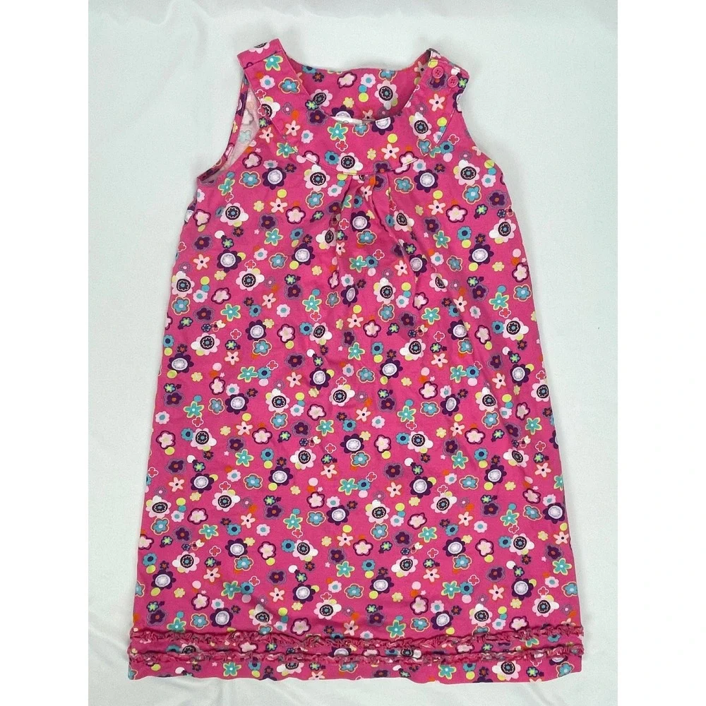 Hanna Andersson Girl 140 US 10 Pink Sleeveless Floral Summer Dress 34936
